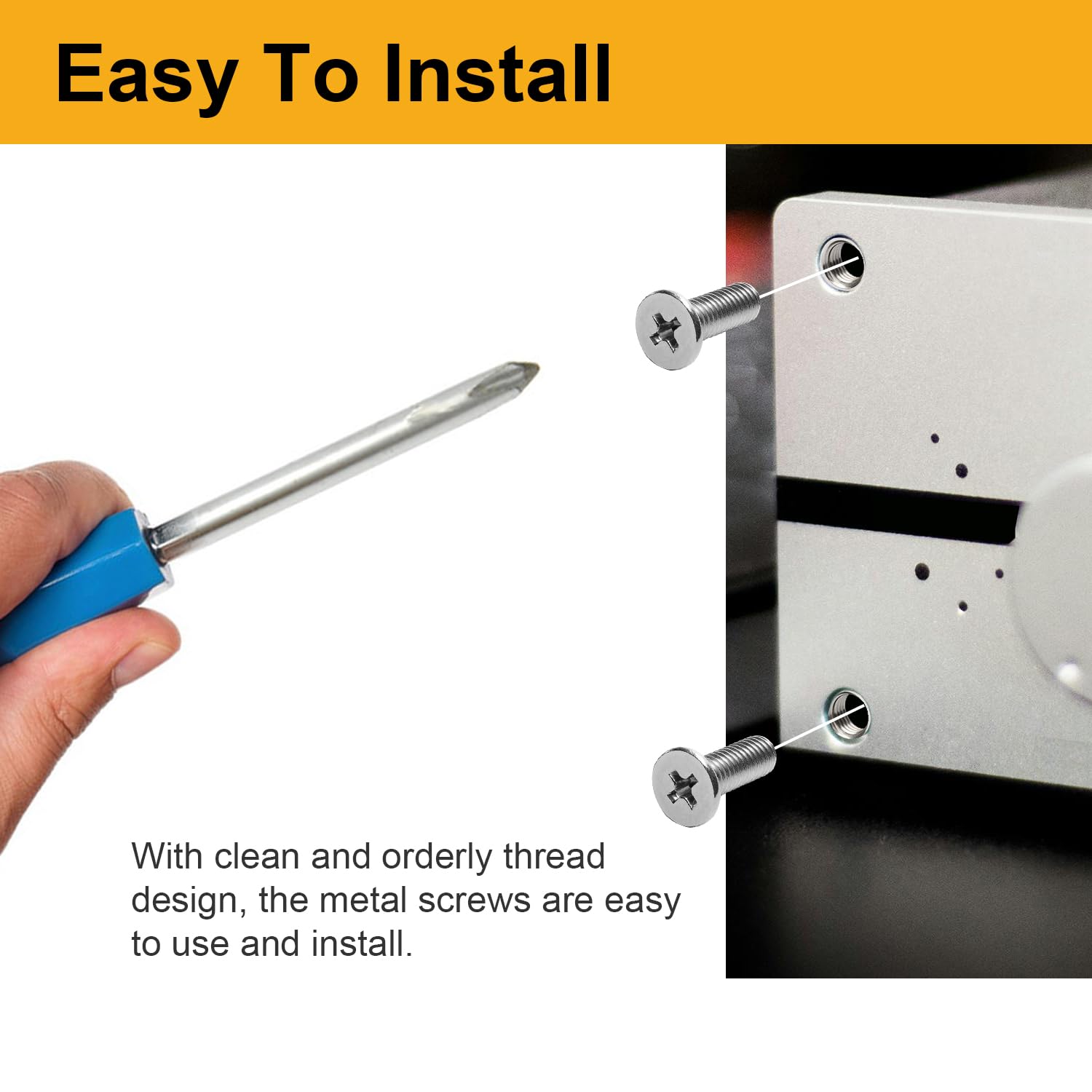 60Pcs D Series Panel Screw & Nut Kit, Stainless Steel M2.5 x 8mm for Audio/Video Equipment, Server Racks, and Electronics Assembly