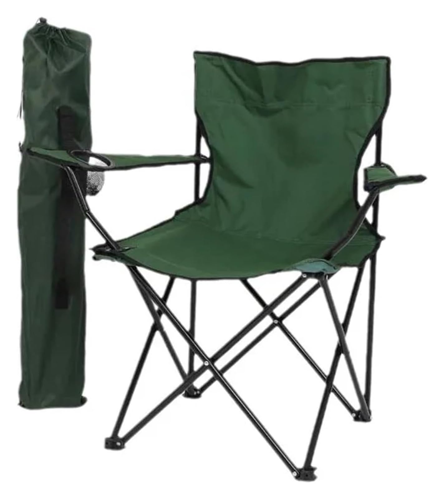 vfdaSWQQ Outdoor folding chair, Camping Chair Outdoor Folding Fishing with Water Bottle Bag(Green)