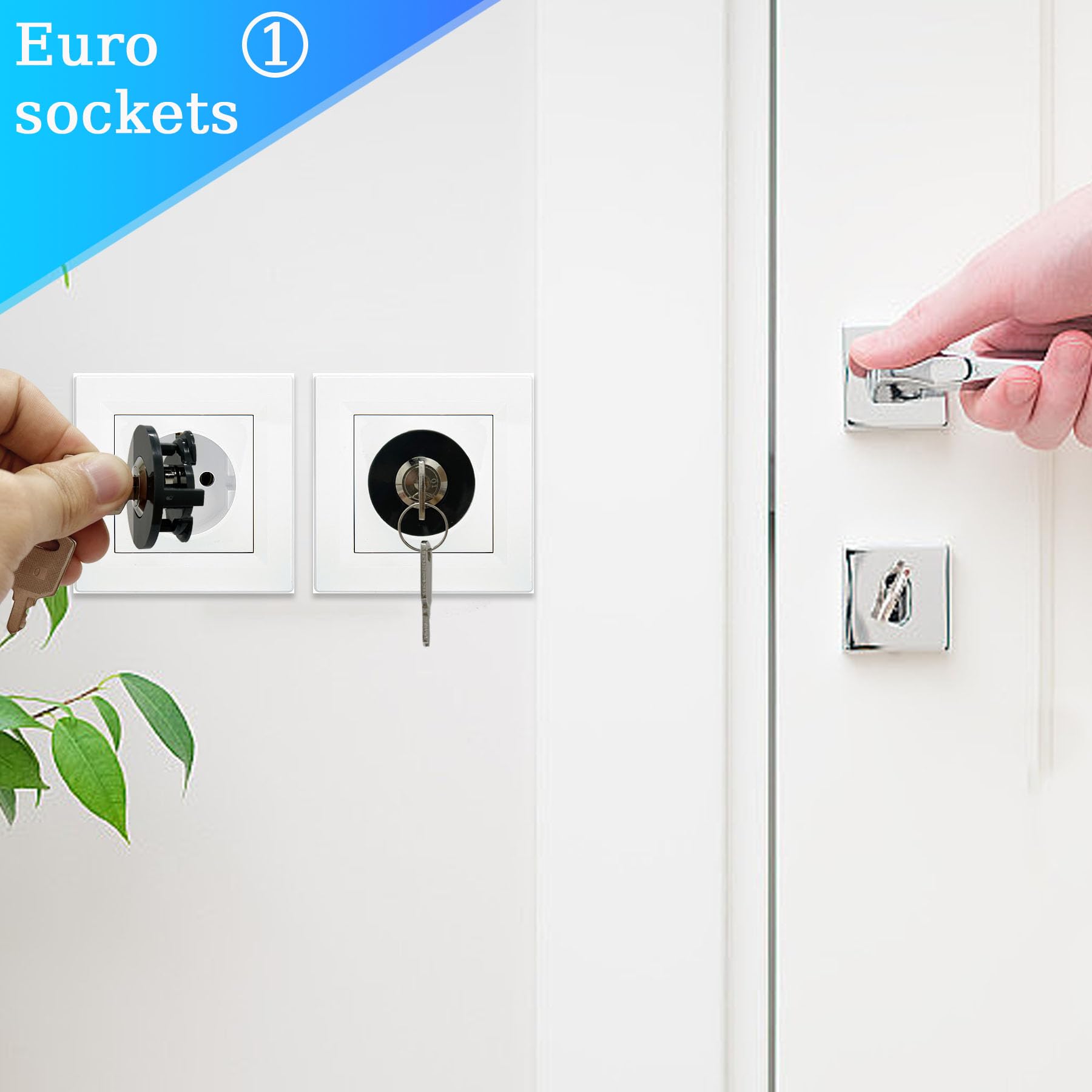 Verrous De Prise Électrique Shuokang - Lot De 2 Avec Clés - Anti-Vol Électricité & Sécurité Enfants/Animaux - Pour Prises Européennes