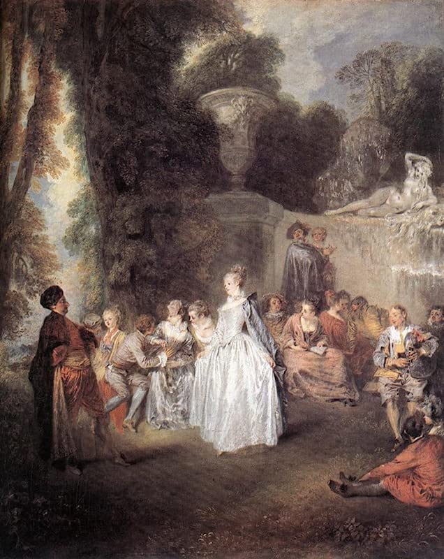 Affiches sur toile Jean Antoine Watteau Fêtes Vénitiennes 50x70cm