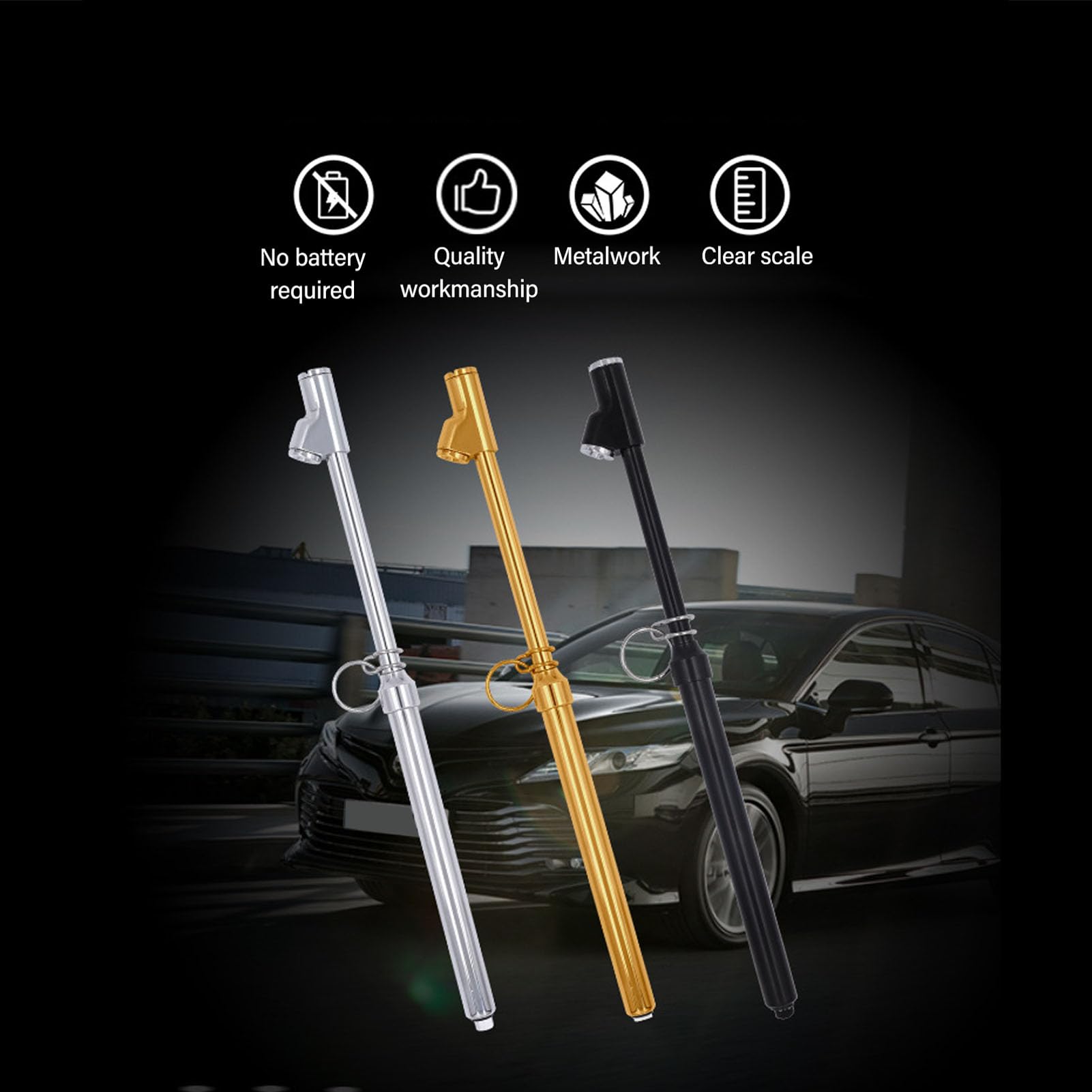 Manomètre de pression des pneus, 5 pièces outils de réparation de pneus de jauge d'air de service automatique de camion de voiture avec 10-150PSI 80-1040KPa