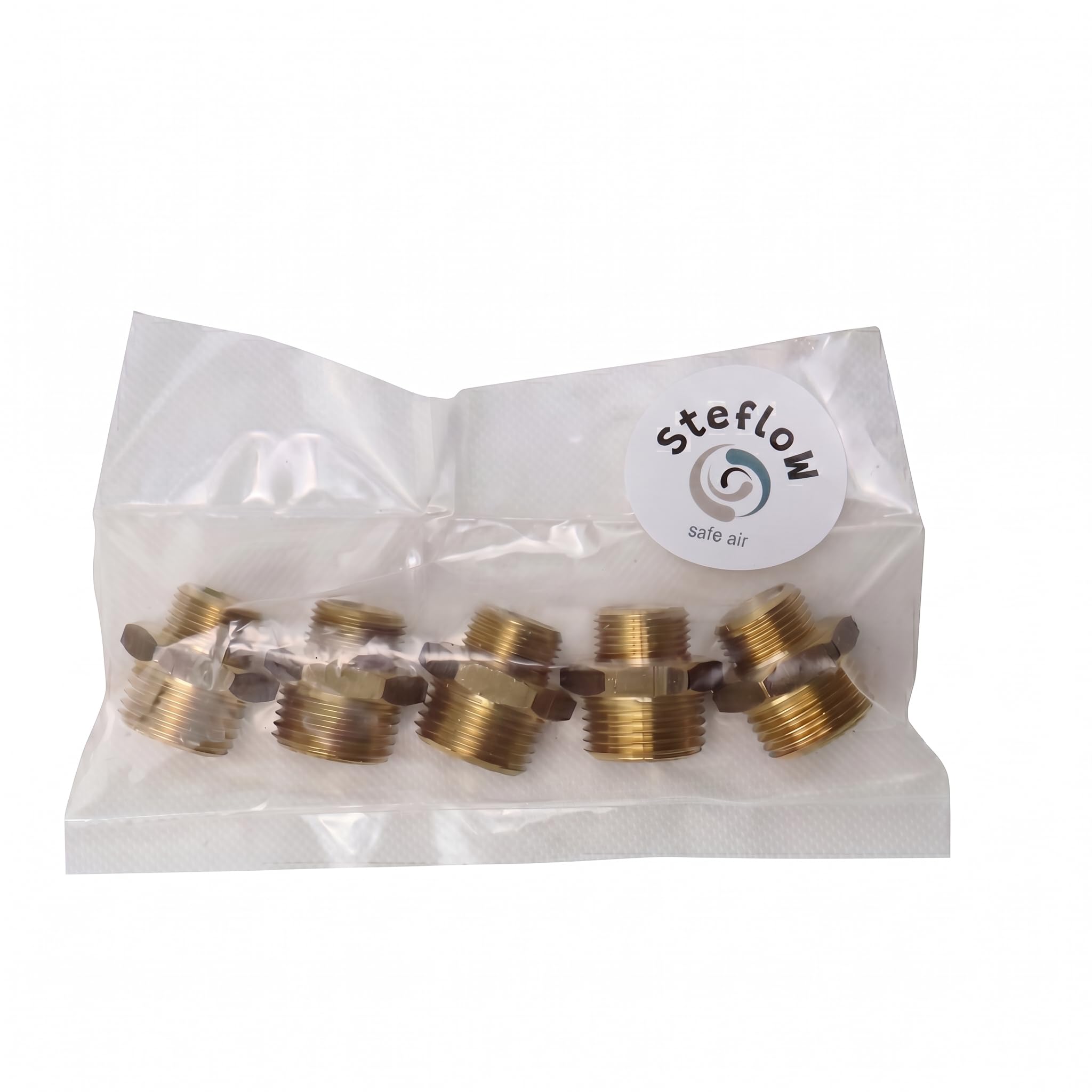 Messing Doppelnippel reduziert G 3/8 x G 1/2, Außengewinde, 5er Pack