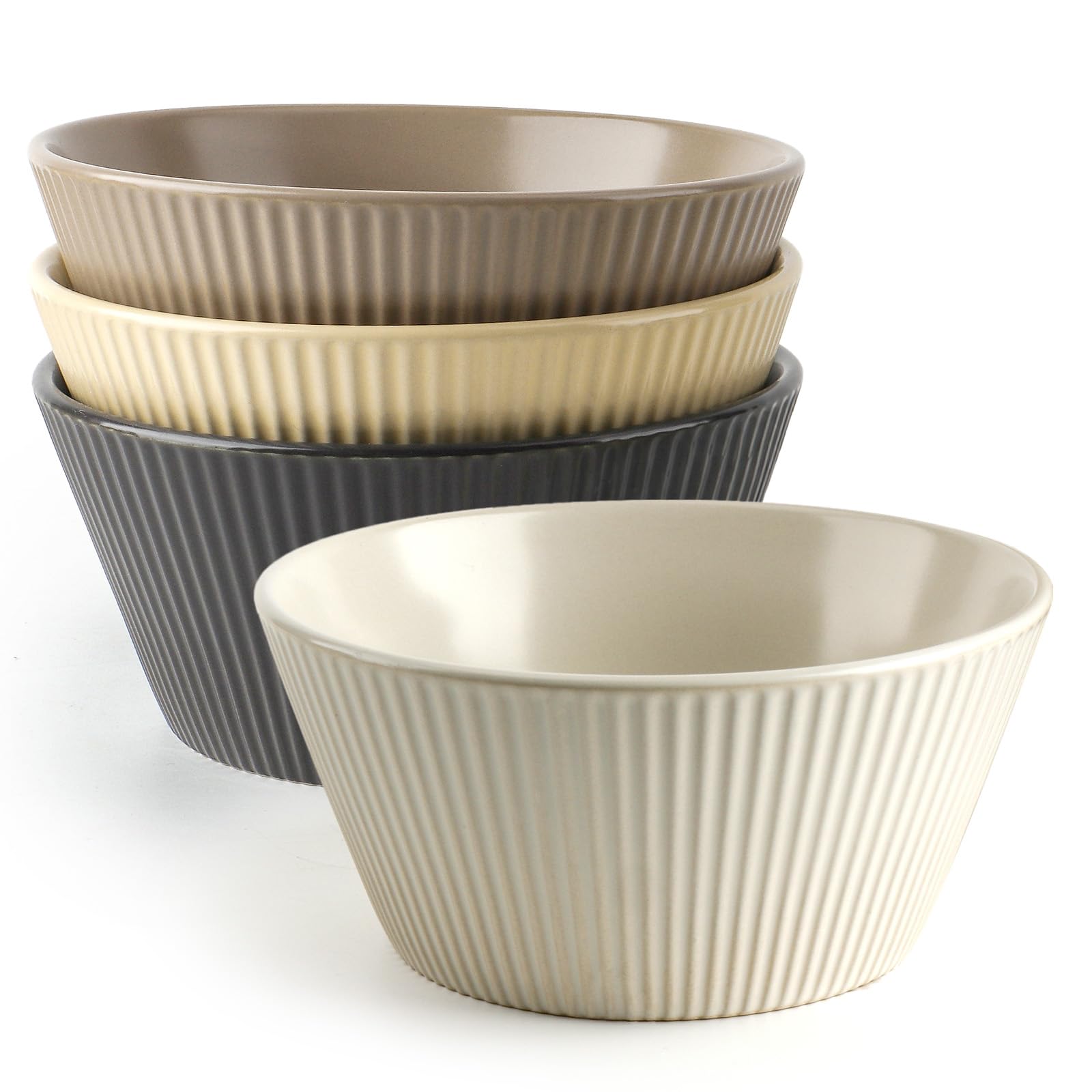 DOWAN Cereal Bowls Set of 4, 473ml Ceramic Breakfast Bowl Set, Coffee Glaze