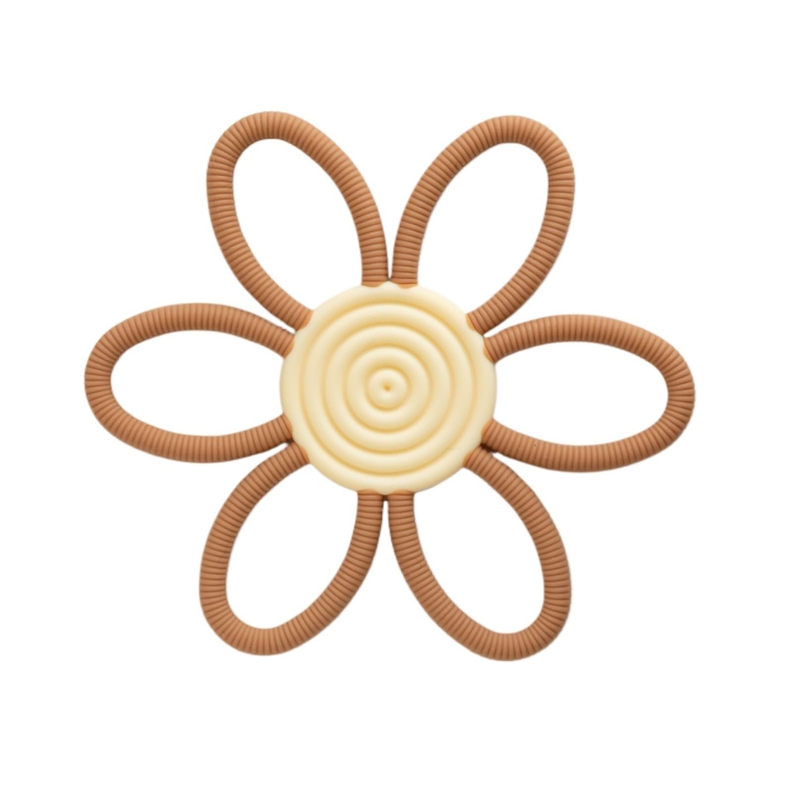 2pcs Nordic Flower Soothing Teether - Cartoon Hollow Holding Teether for Teething Relief(Brown)