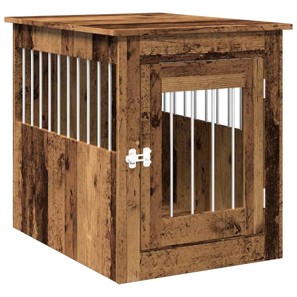 vidaXL Dog Crate Furniture Old Wood 55x75x65 cm Engineered Wood, dog kennel, dog crate, animal house, dog cage, dog shelter, pet cage — image 1