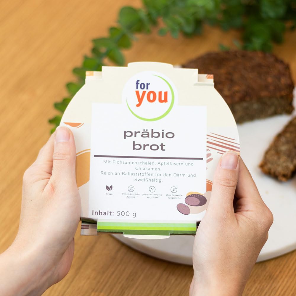 for you präbio brot 9x 500g - Saftiges, verzehrfertiges Hafer-Vollkornbrot mit Präbiotischen-Ballaststoffen für den Darm - Fitnessbrot - ohne künstliche Zusätze, schonende Herstellung
