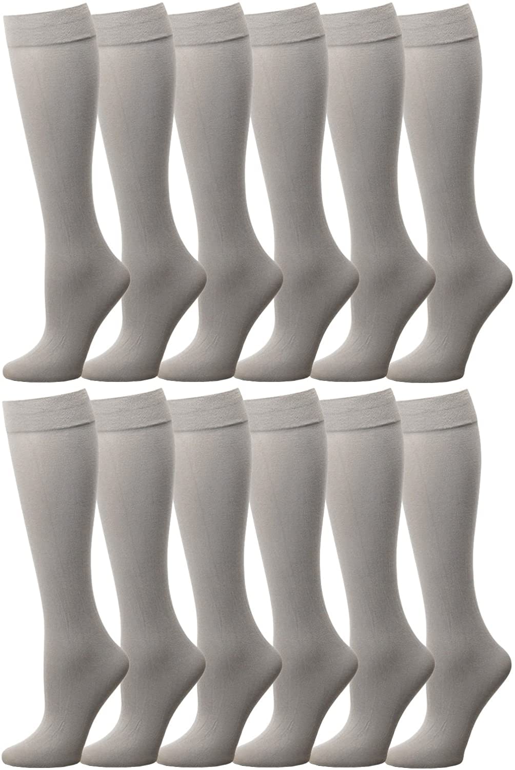 Falari 12-Pack Knee High Women Trouser Socks Comfort Band Stretchy Spandex Opaque
