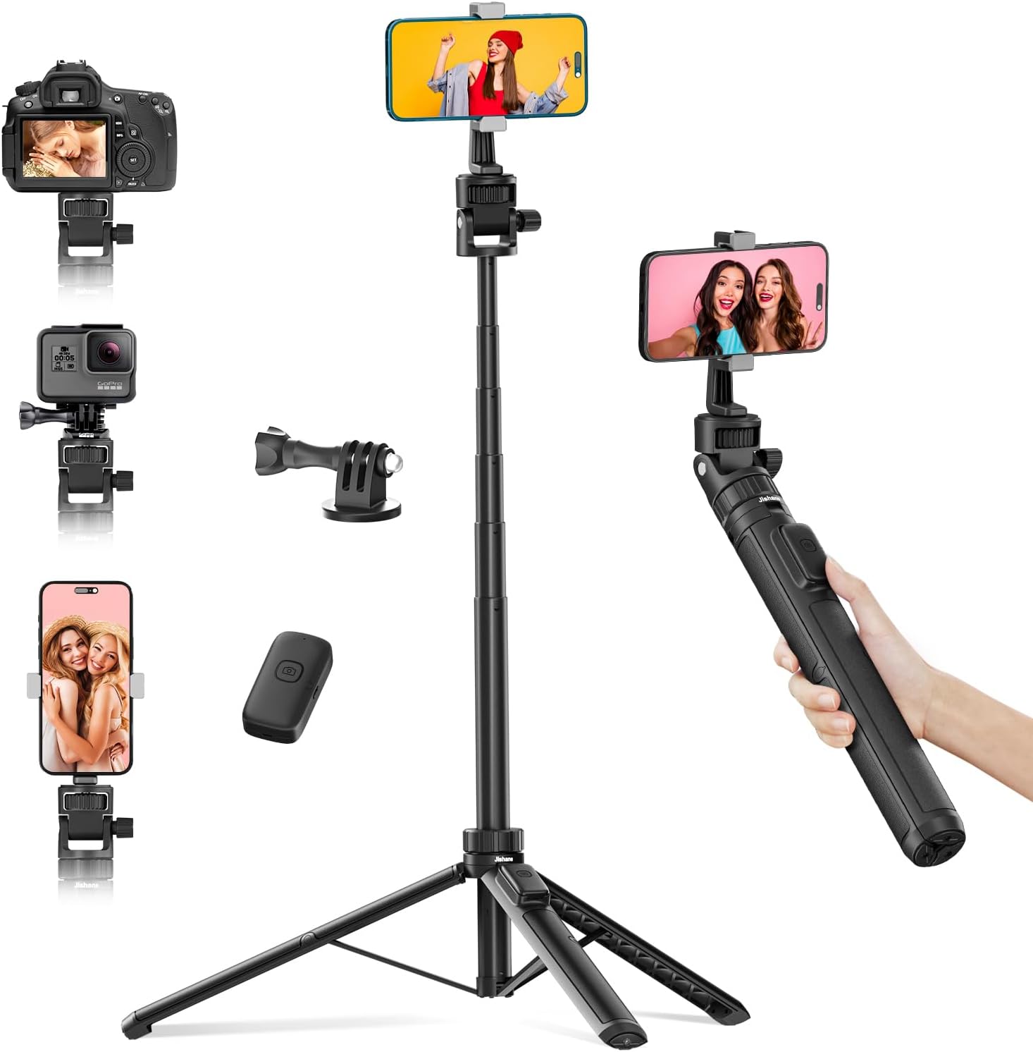 70″ Phone Tripod & Selfie Stick, Extendable Cell Phone Tripod Stand with Wireless Remote for Vlogging/Live Streaming, Compatible with All Phones, Cameras 70″ Phone Tripod & Selfie Stick, Extendable Cell Phone Tripod Stand with Wireless Remote for Vlogging/Live Streaming, Compatible with All Phones, Cameras