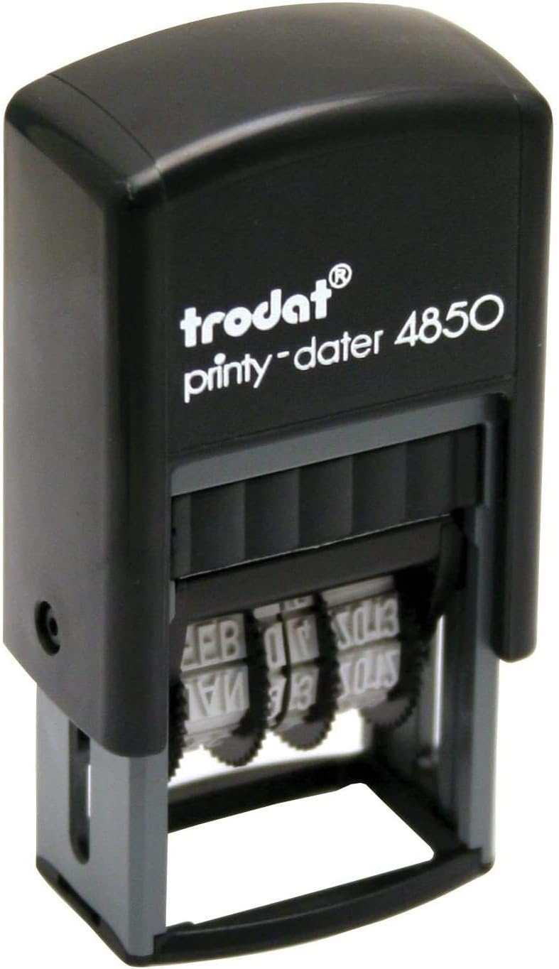 Trodat 4850 25 x 10mm - Personalised Date Rubber Stamp - with 1 Line of Text and Black Ink