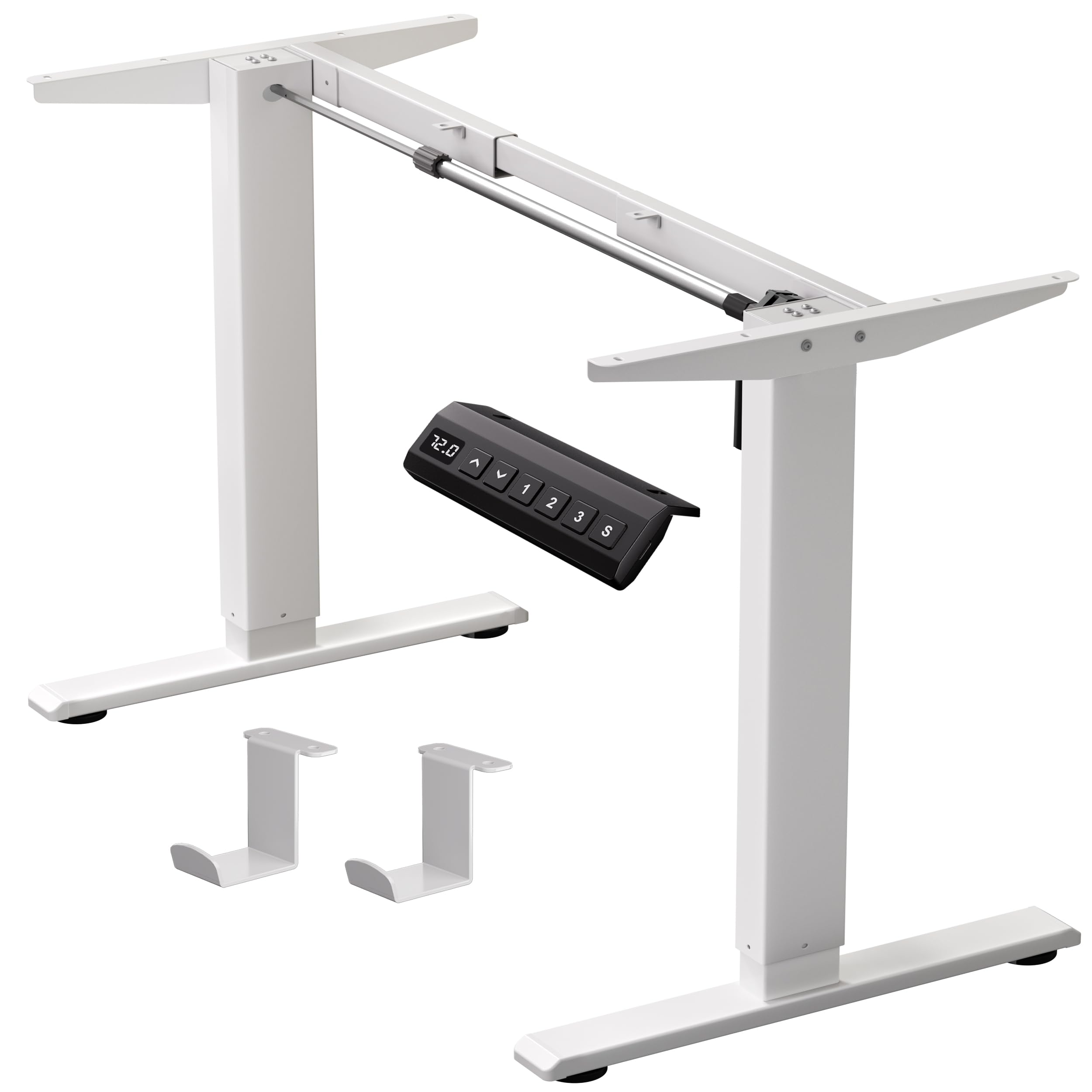Standing Desk Frame for 37 to 77.5’’ Desktop, Electric Height Adjustable Desk Legs, 176 lbs Motorized Desk Legs Workstation Frame with Memory Presets, White Frame Only