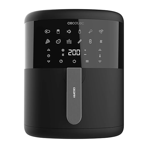 Cecotec Freidora sin Aceite 6 L de Aire Caliente Cecofry Bombastik 6000. 1700 W, Tecnología PerfectCook, Regulación de Temperatura y Tiempo, Control Táctil, 12 Modos, Temporizador