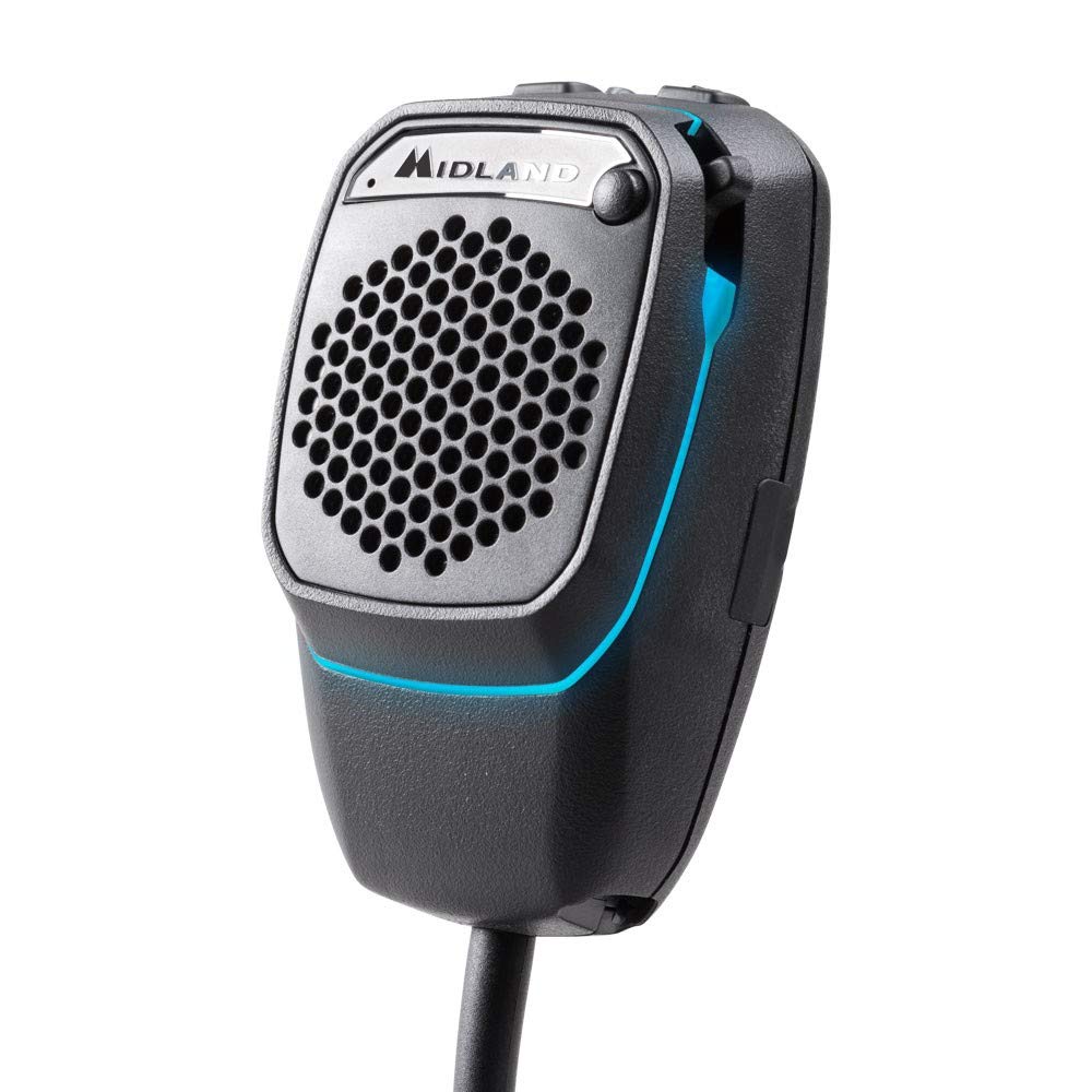 Midland Dual Mike, Microphone CB Numérique Bluetooth Préamplifié à 6 Broches, Connectable à la CB et au Smartphone, avec PTT Analogique, Haut-Parleur et DSP pour Une Meilleure Qualité de Voix