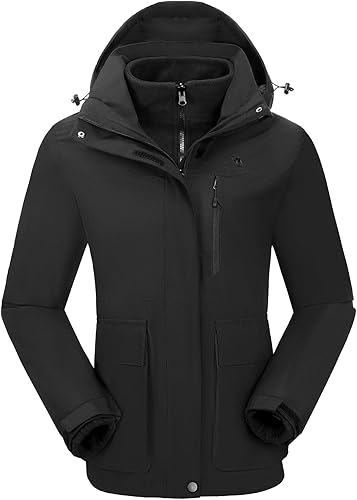 CAMELSPORTS Chaquetas de esquí impermeables para mujer, abrigo de nieve 3 en 1, chaquetas de snowboard cálidas de invierno, Nieve