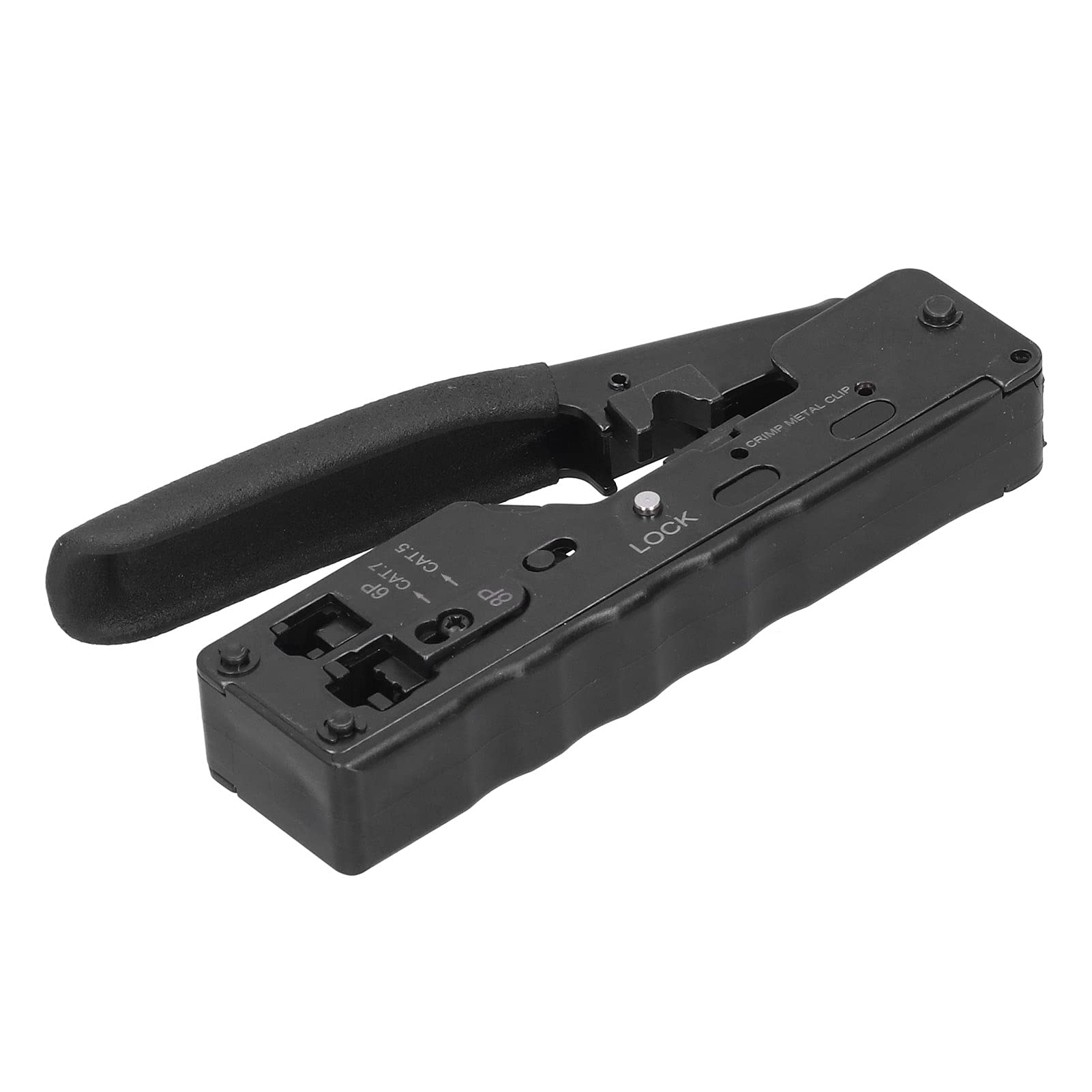Pince à sertir professionnelle pour câbles réseau, à cliquet, pour connecteurs RJ45 et RJ12 (Cat5e, Cat6, Cat7). Construction en acier à haute teneur en carbone avec poigné