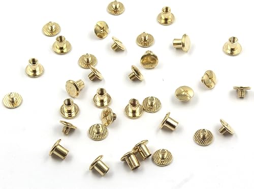 Miniatura 4 de Chicago - Kit surtido de tornillos de cuero dorado, remaches de tornillos con cabeza Phillip ranurada, postes de encuadernación de libros, remaches