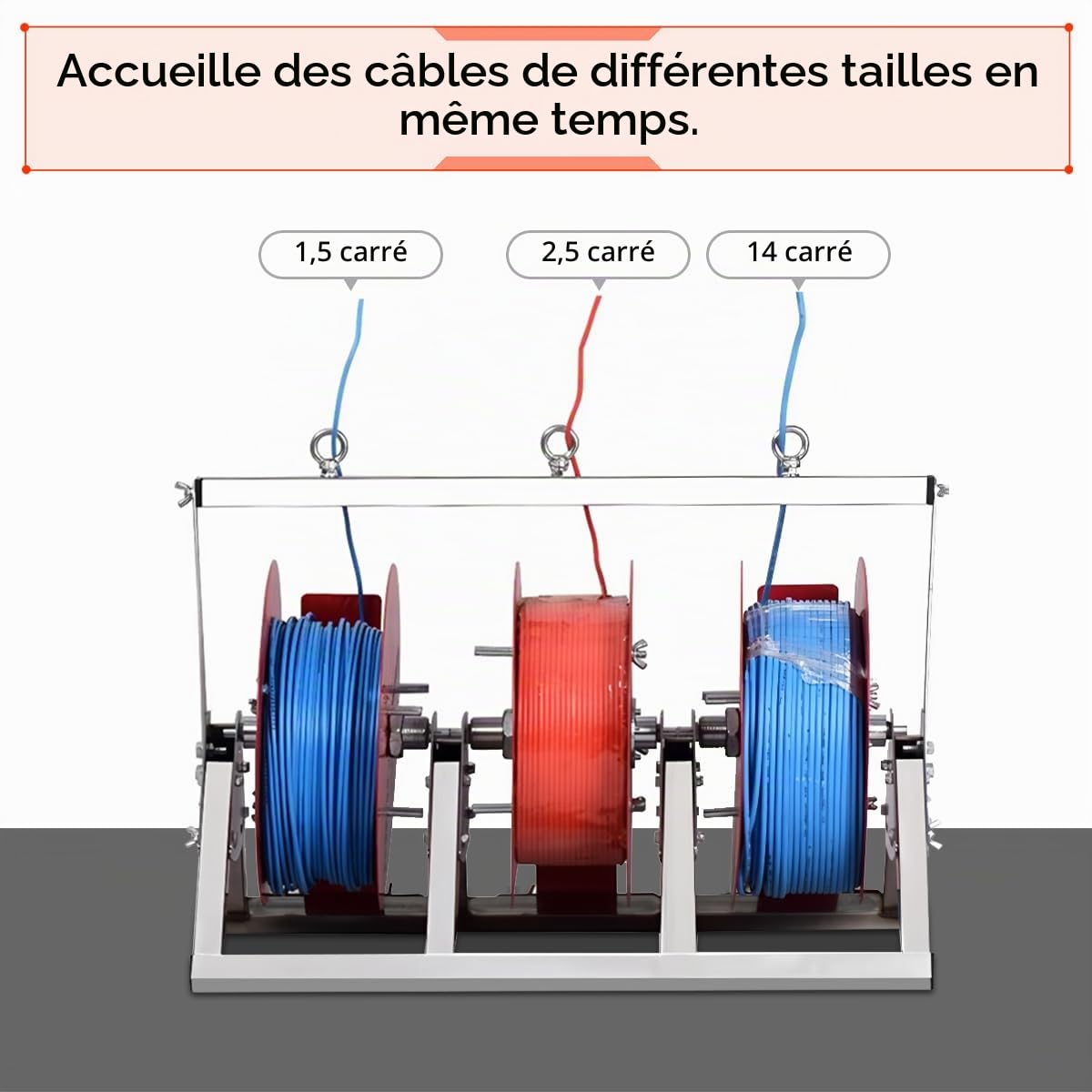 Enrouleur de Câble à 3 Roulements, Support d'enrouleur de Câble | Enrouleur de Câble en Acier Inoxydable, Enrouleur de Tuyau d'arrosage, Enrouleur de Câble, 52*28*35cm