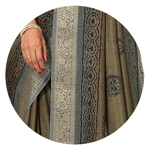 Image of MIRCHI FASHION Women's Cotton Blend Bagru Batik Blocks Printed Saree with Blouse Piece