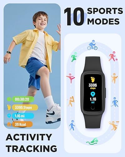 Miniatura 4 de BIGGERFIVE Vigor 3 - Reloj de seguimiento de actividad física para niños, pantalla AMOLED, no necesita aplicación, no necesita teléfono, resistente