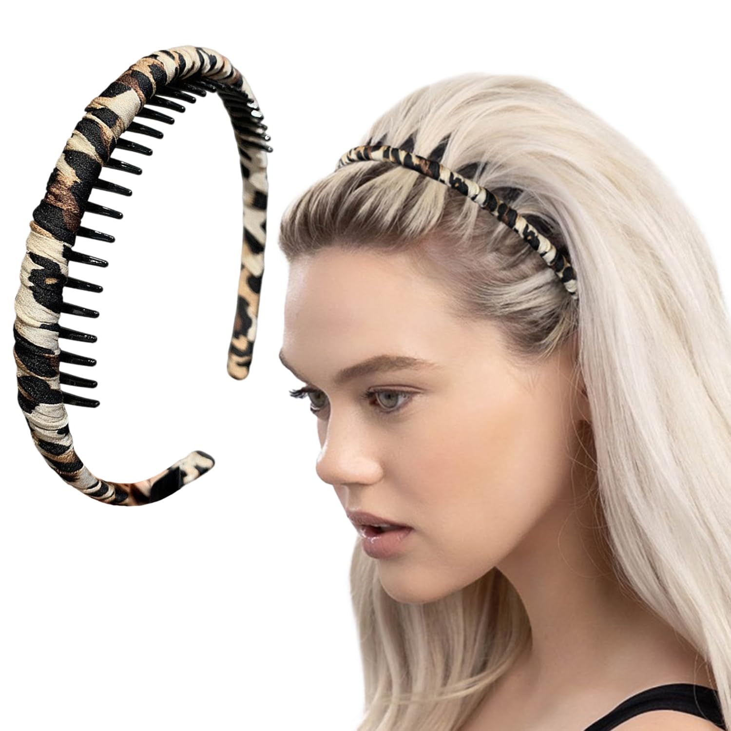 Stylish Animal Print Headband, Non-slip teeth comb Hair Hoop, hairbands for women, Hair Accessories for Girls and Women's (Pack of 1)