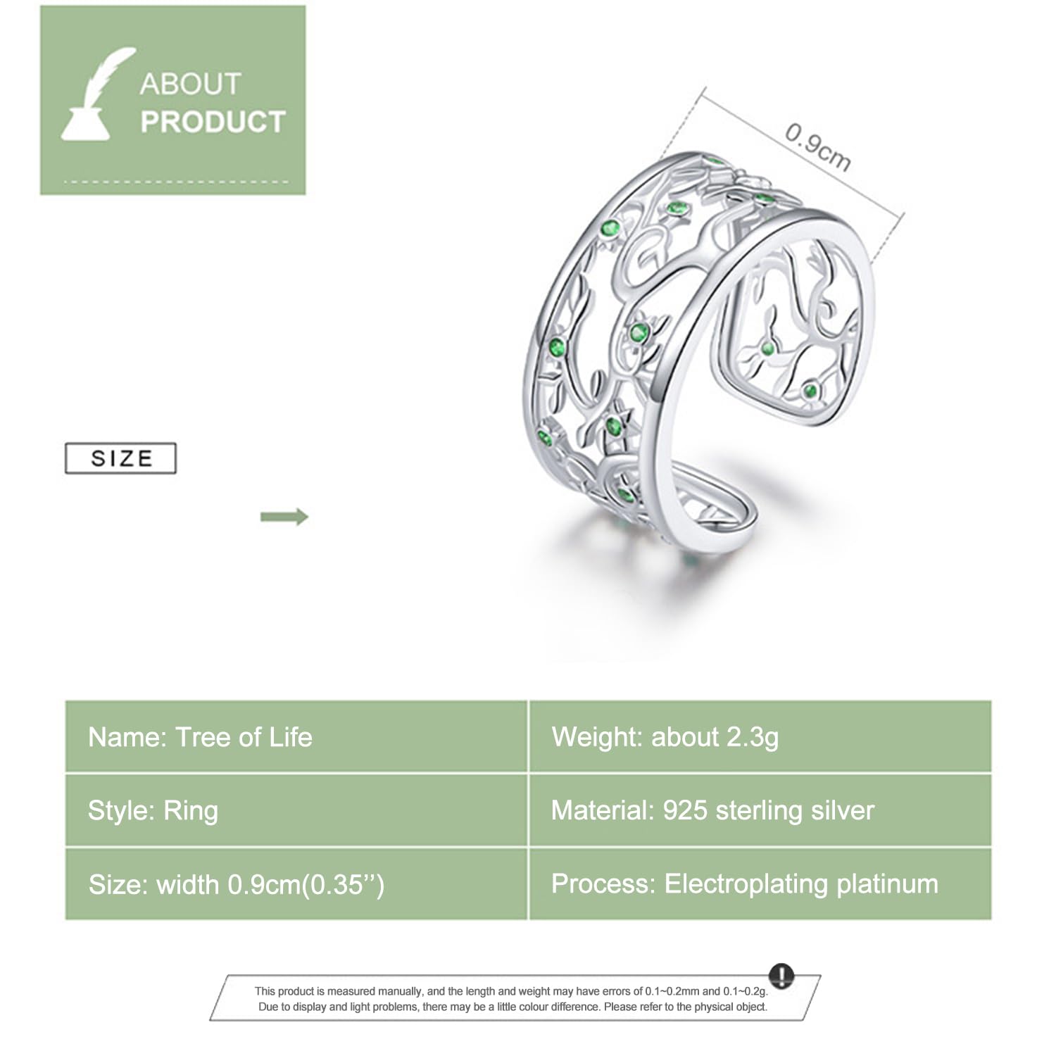 Bagues Arbre Vie, Bague Réglable à Ouverture Creuse Argent Sterling S925, Bague Arbre Vie Réglable Créée avec Zircon, Bagues Arbre Vie Argent Sterling S925 Femmes et Hommes