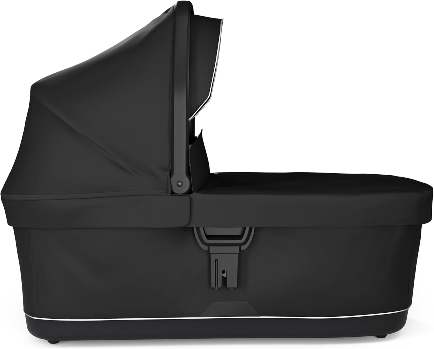 వైపు view తూలే బాసినెట్ యొక్క, mattress కోసం లోపలి స్థలాన్ని చూపుతుంది.