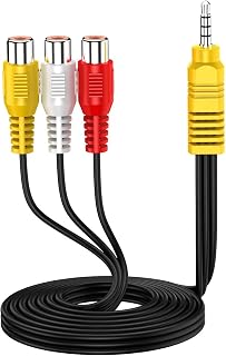 Video AV Component Adapter Cable Replacement for TCL TV,3.5 Male Audio Video 1 to 3 AV Cable TV Output Audio Video Cable,3 RCA to AV Input Adapter (1M 3.3ft)