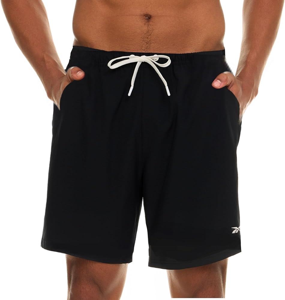 Reebok Mens Swim Trunks with Mesh Liner, 7” Inseam Quick Drying