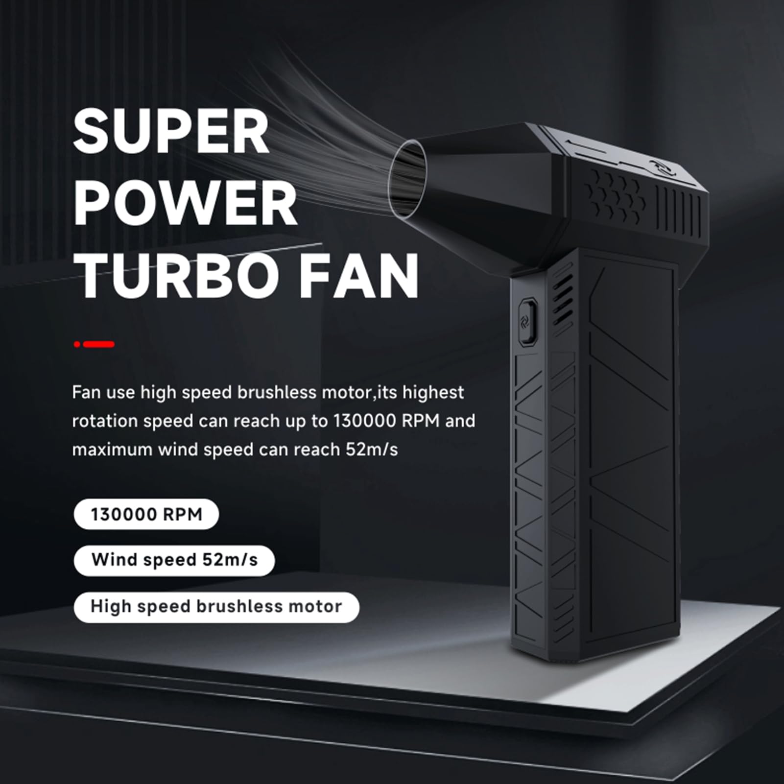 Jadeshay X3 Mini Turbo Jet Fan, 130000RPM Adjustable Speeds, Dual Batteries Type-C Charging and Magnetic Air Nozzle, Cleans Electronics, Cars, Leaves, Snow, BBQ Blow and Drying Hair