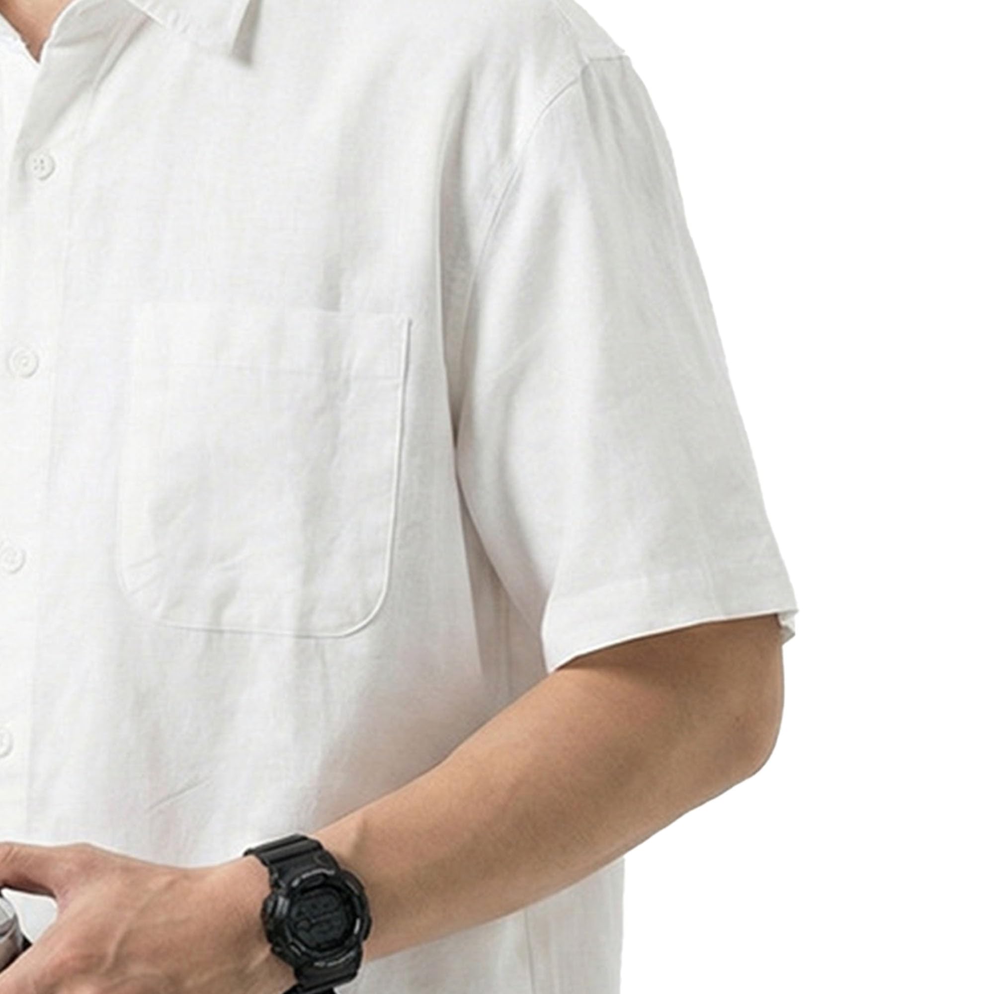 Camicia oversize da uomo con bottoni, per vacanze, estive, con colletto