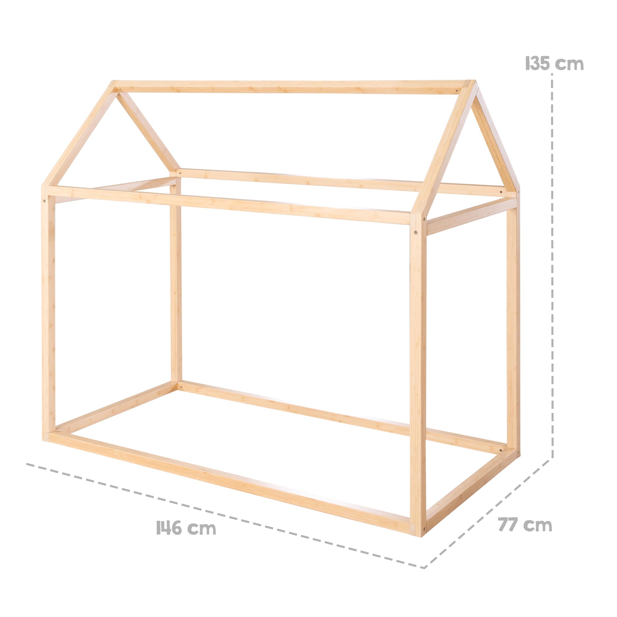 roba Hausbett Montessori 70 x 140 cm - Kinderbett aus FSC zertifiziertem Massivholz - Bambus natur
