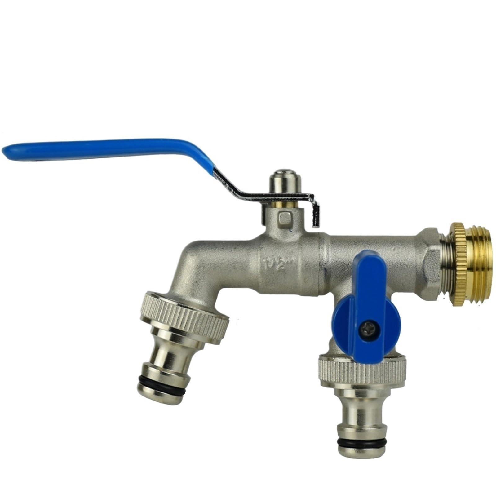 Wtaxbh Spl11-590 Outside Tap Garden Replacement 1/2'' Ibc Water Tank Connector Brass Tap Faucet Adapter 2-Way 1-Way Irrigation Hose Joint Fitting Ball Valve(Spl11-590)
