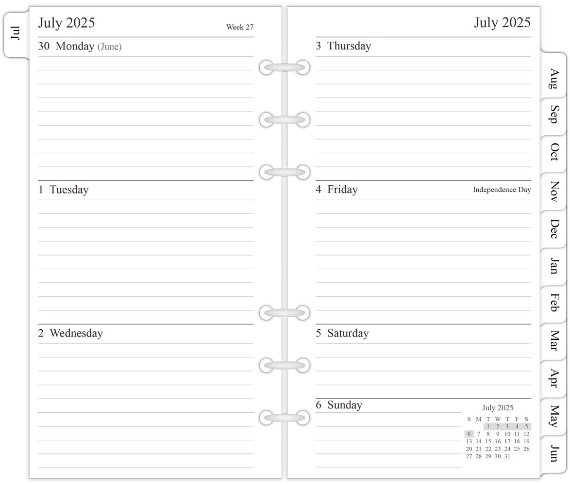 newestor2025-2026 Weekly & Monthly Planner Refill, 3-3/4" x 6-3/4", Jul 2025 - Jun 2026, Personal/Compact/Size 3