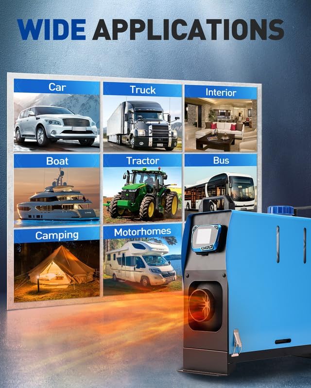 Calefactor diésel de 12 V y 8 kW, calefactor de estacionamiento, calefactor nocturno diésel todo en uno para camiones, calentamiento rápido con control remoto y pantalla LCD para automóviles, carava