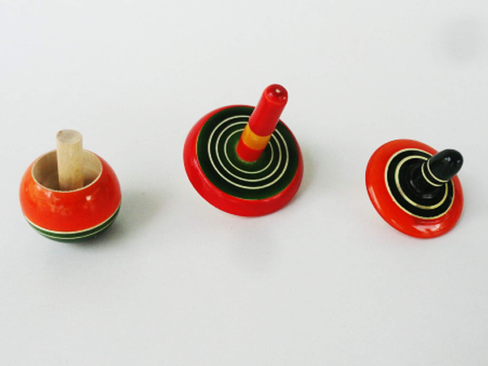 vrindavaneshvari 3 type handcrafted wooden spinning toy for kids - combo of 3- Multi color