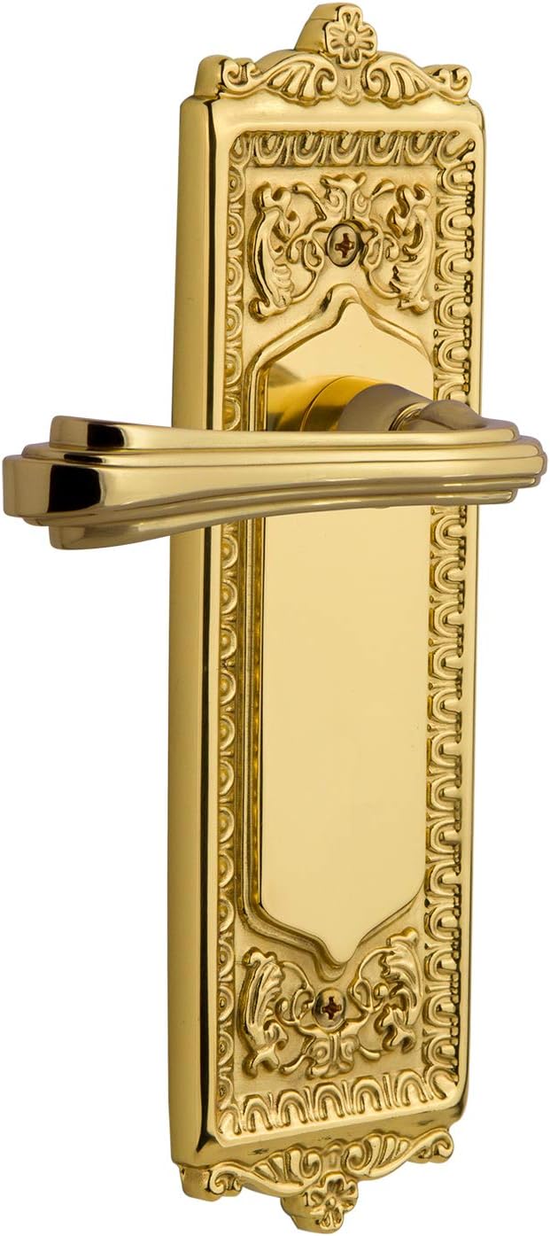 Nostalgic Warehouse Egg & Dart Plate Double Dummy Fleur Lever in Polished Brass