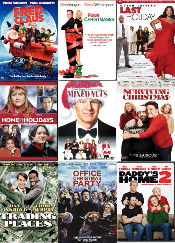 Holiday Comedy 9-Movie DVD Collection: Fred Claus / Four Christmases / Last Holiday / Home for the Holidays / Mixed Nuts / Surviving Christmas / Trading Places / Office Christmas Party / Daddy’s Home