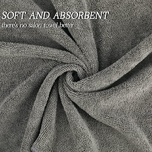 Image of Shimeyao 40 Pack Bleach Proof Towels Microfiber Absorbent Resistant Hair Hand Towels Bulk Quick Dry for Barber Gym Bath Spa Shaving (Grey,16 x 29 Inch)