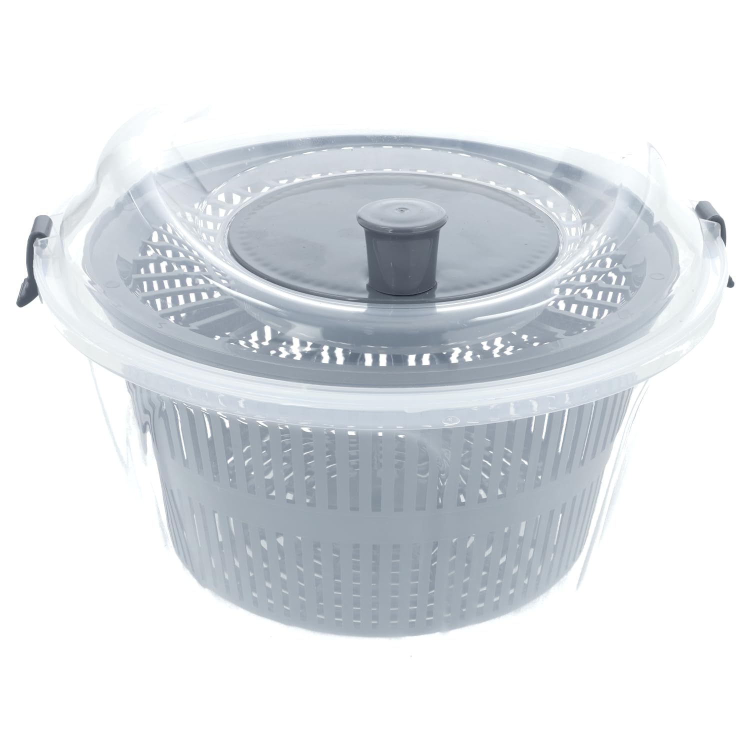 Chef Aid Clear Plastic Salad Spinner & Vegetable Dryer, 4.4 Litre Capacity, Easy Spin Mechanism, 24.5cm x 16cm