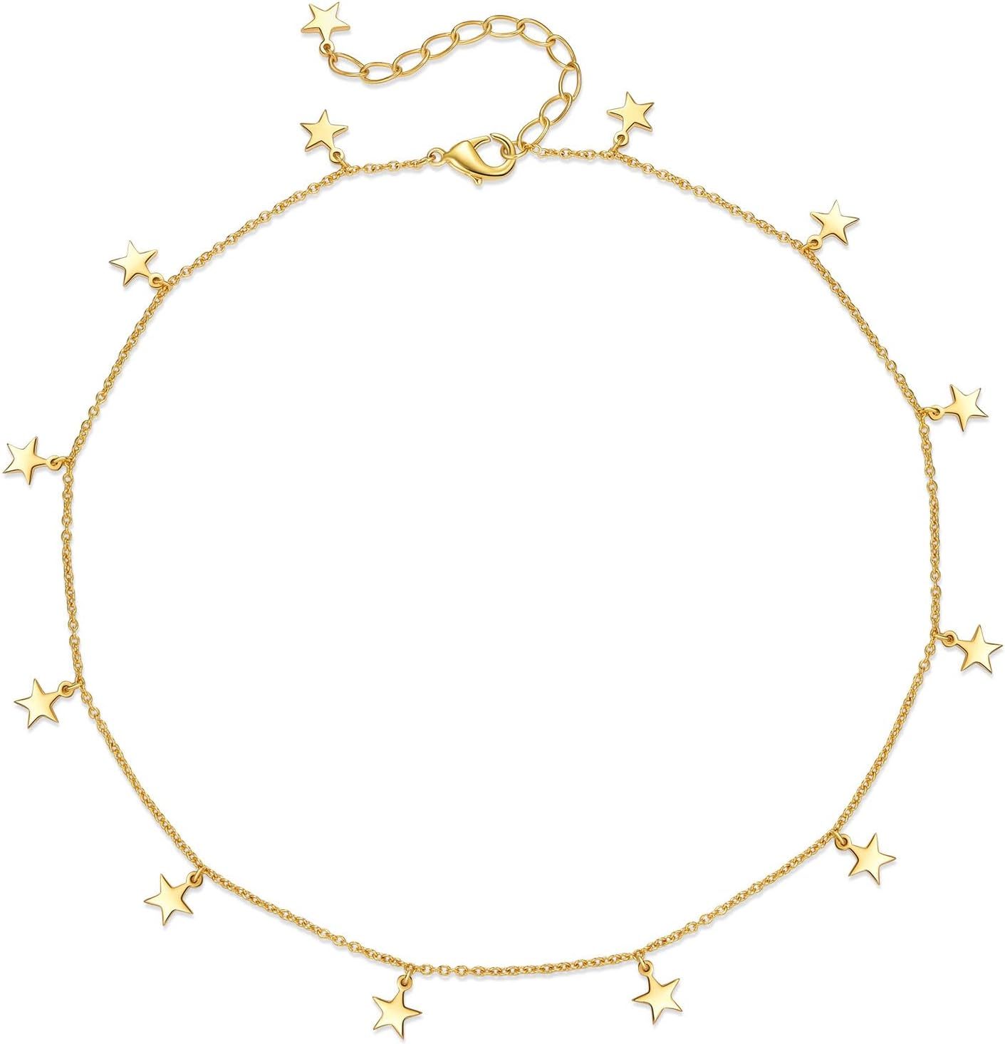 Star Necklace for Women White Gold 14K Gold Plated Layered Star Choker Necklace for Women Thanksgiving Christmas Jewelry Gifts