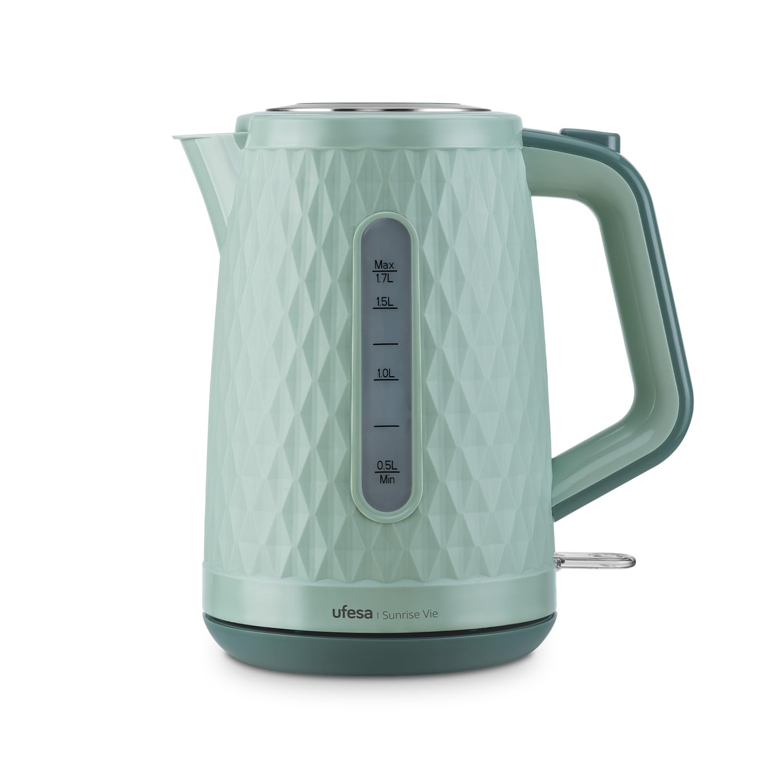 Ufesa Sunrise Vie Wasserkocher 2200W, 1,7L, 360º Kabelloser Sockel, Öffnung Am Griff, Sicherheitssystem, Automatische Abschaltung