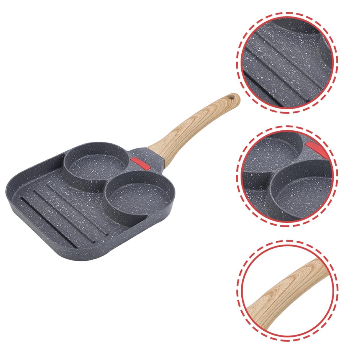 Healeved Padella Design a Sezioni e Struttura Divisibile in Minerali di Silicato per Uova Antiaderente per Colazione in Cucina Domestica e Ristorante