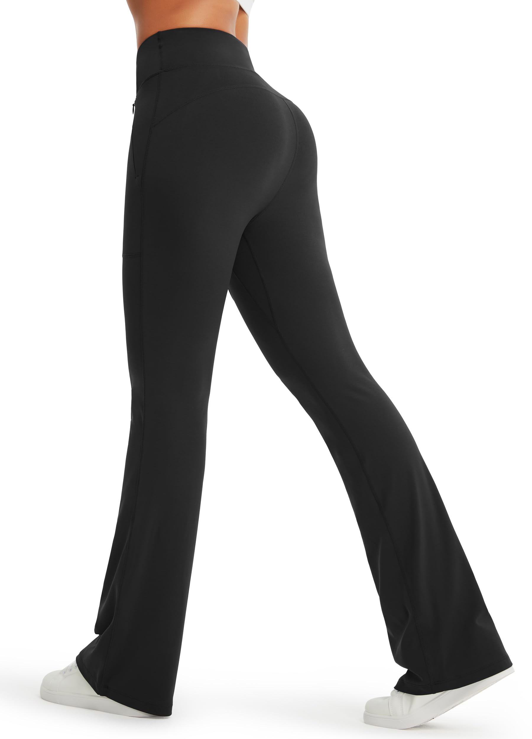 Libin Leggings Deportivos Acampanados para Mujer, Cintura Alta, Opacos, Pantalones de Yoga, Campana, Oficina, Gimnasio, Casual, Pilates, para Gimnasio con Bolsillos