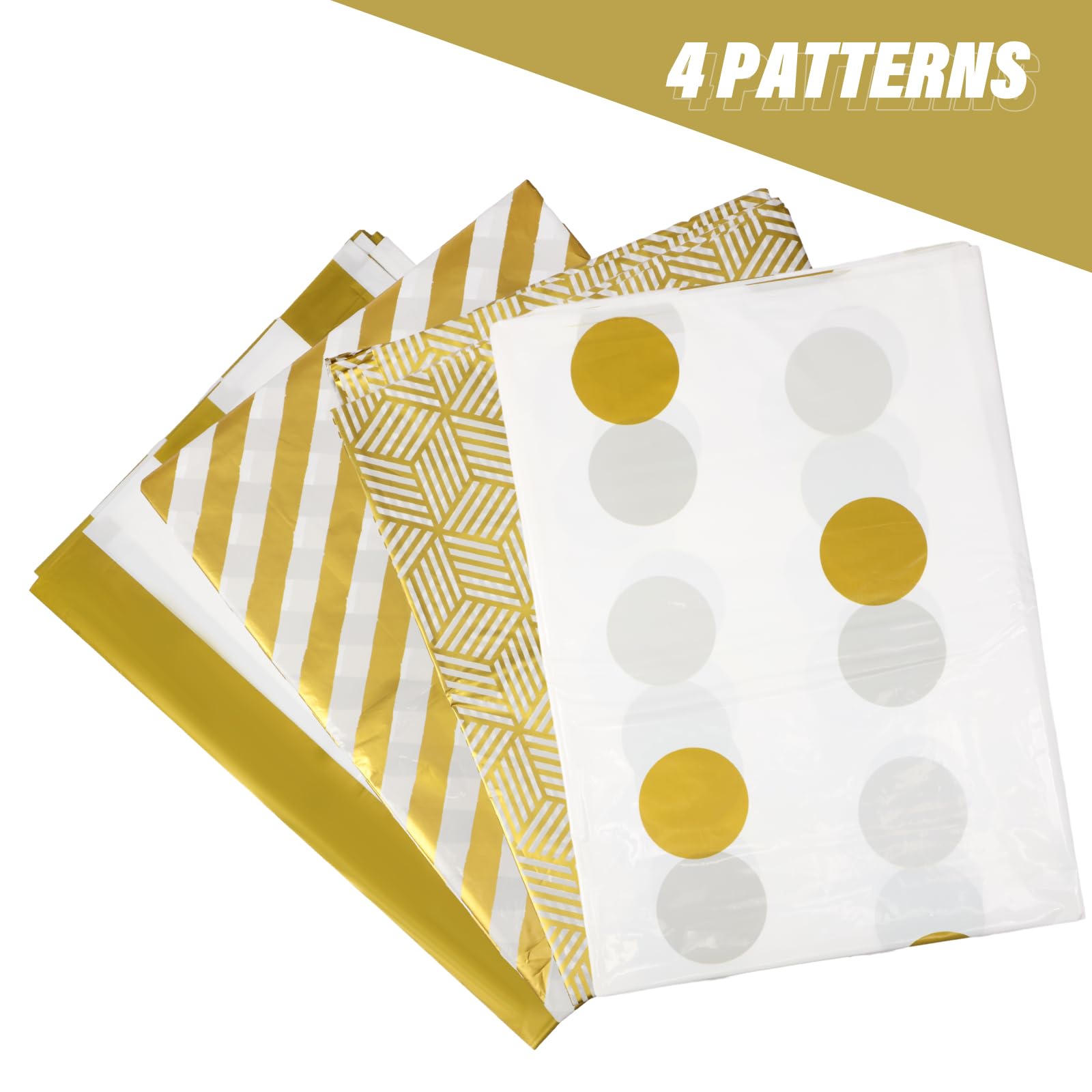 Fulmoon 4 Pcs 48 Inch Jumbo Gift Bag Golden Extra Large Bags with Pull Flowers, Plastic Giant Gift Oversized Wrapping for Graduation Wedding Birthday Baby Shower(Gold)