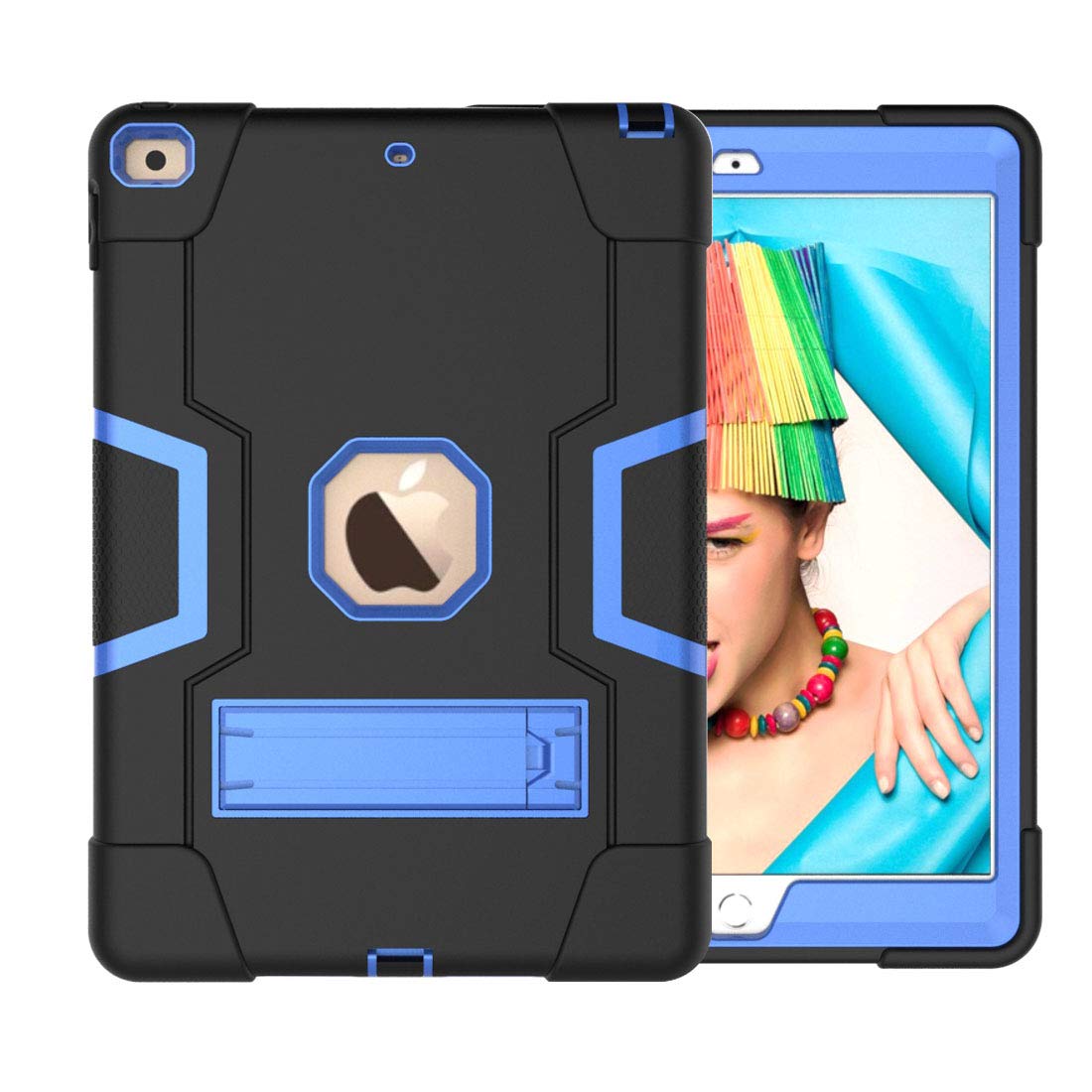 New iPad 10.2 2019 Case,UZER Heavy Duty Shockproof Anti-Slip Silicone High Impact Resistant Hybrid Three Layer Armor Protective Case Cover with Kickstand for iPad 10.2 inch 7th Generation (2019 Model)