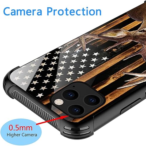 Miniatura 4 de DJSOK Funda compatible con iPhone 13 Pro Max, funda de cola blanca con bandera estadounidense de ciervos para iPhone 13 Pro Max, funda para hombre y