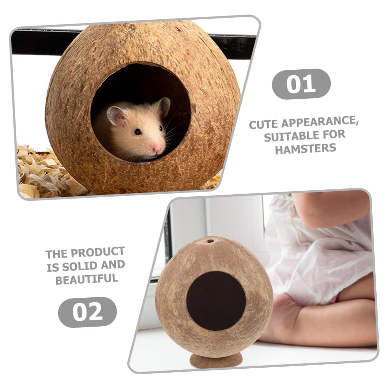 ifundom 2stücke Kleintierversteck Aus Kokosnussschalen Hamsterhaus Für Meerschweinchen Rattenhaus Mit Naturmaterialien Zartes Versteck Für Eichhörnchen