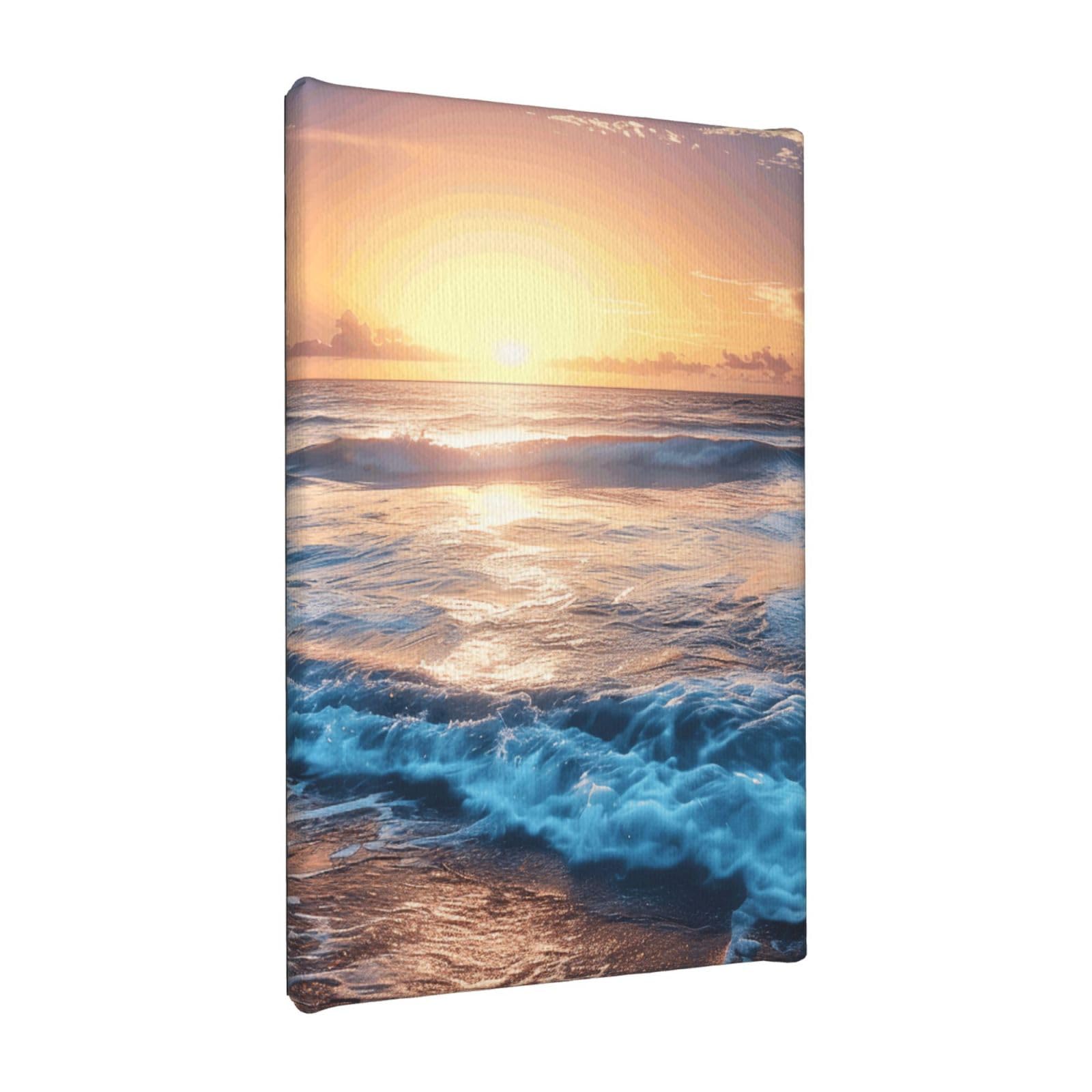 YKLJG Sunrise Printed Wall Art Canvas Painting 20x30 CM Wooden Framed Picture Painting Artwork Prints for Bedroom Kitchen Home Office Decor