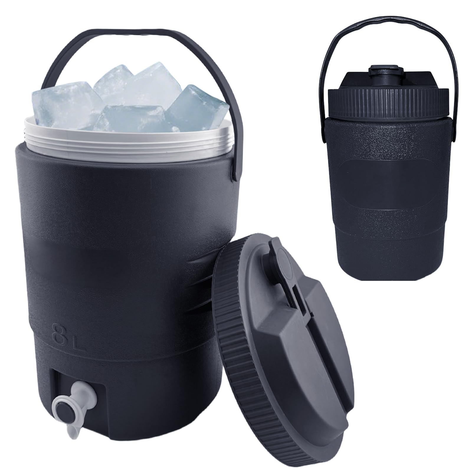SISKEYCOOC - Dispenser di bevande isolato di alta qualità con rubinetto, dispenser per bevande fredde, thermos, dispenser per bevande calde, mantiene il blocco di ghiaccio, bevande fredde, latte, tè