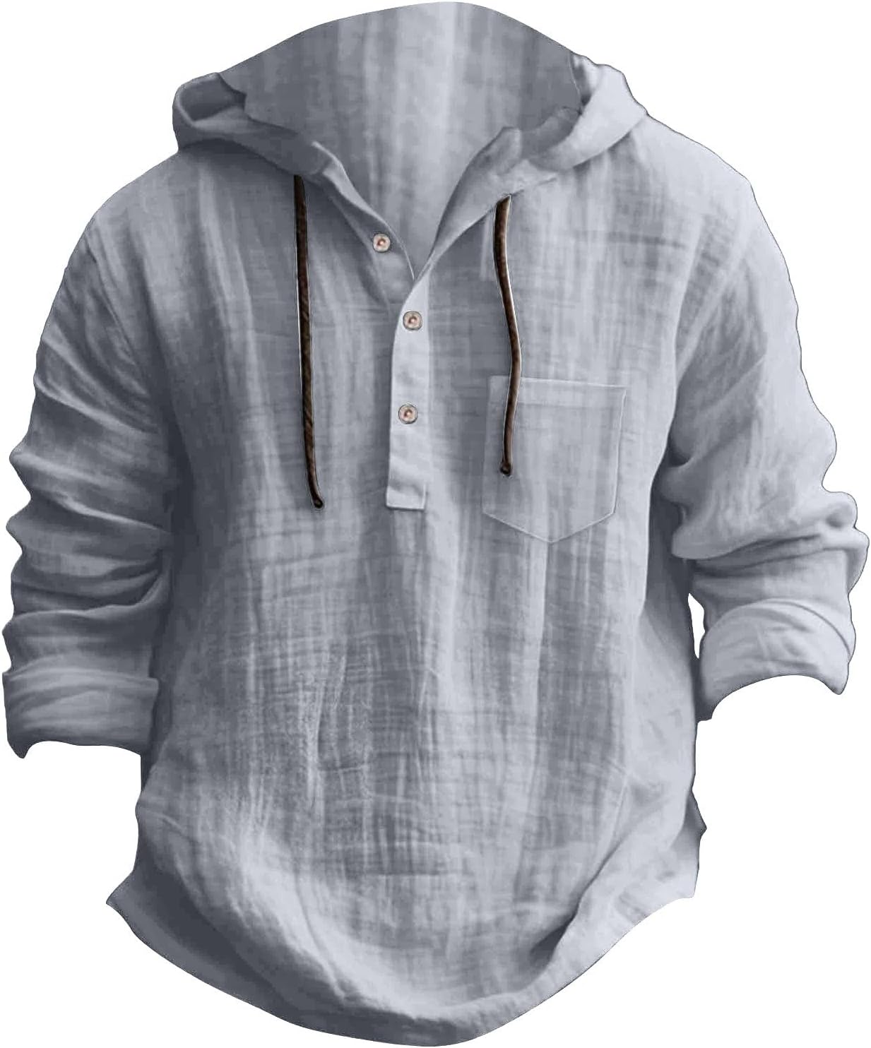 Chemise Homme à Capuche En Coton - Manches Longues, Coupe Régulière - Décontractée Et Polyvalente