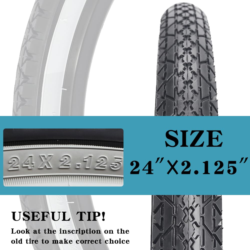 SIMEIQI 2 Pack 26’x2.125′ Beach Cruiser Bike Tires With Tubes, 32mm AV Valves Durable Design 4